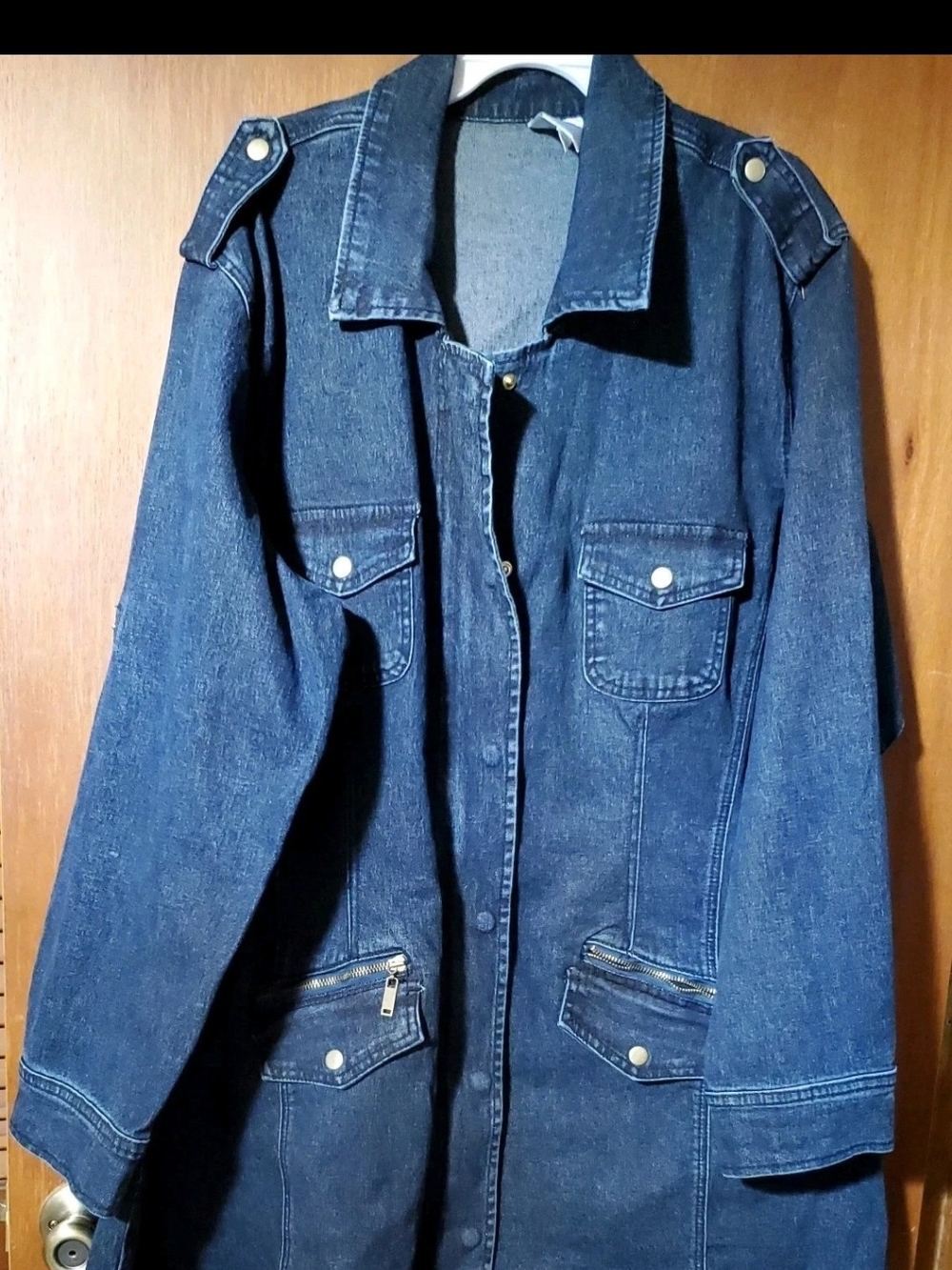 DG2 by Diane Gilman Dark Blue Denim Jacket with Epaulettes